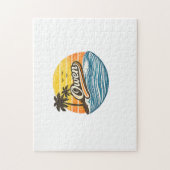 Owen Retro-Sonnenuntergangs-Name-Design Puzzle (Vertikal)