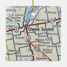 Owen Sound ON Vintage Karte Keramikornament