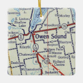Owen Sound ON Vintage Karte Keramikornament (Vorderseite)