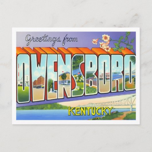 Owensboro, Kentucky, Vintage Großbuchstaben Postka Postkarte (Vorderseite)
