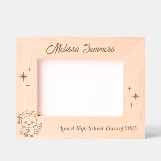 Owl Abschluss Hut-Rollen 7x5 Geätzte Rahmen (Vorderseite)