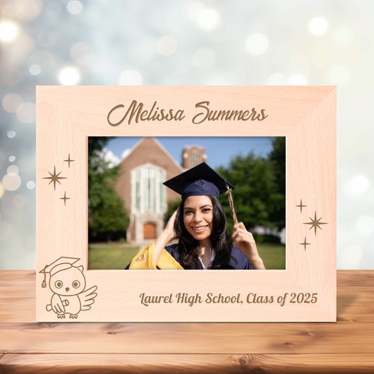 Owl Abschluss Hut-Rollen 7x5 Geätzte Rahmen