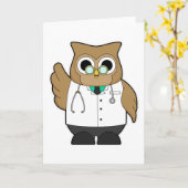 Owl als Doktor mit Stetoscope Karte (Gelbe Blume)