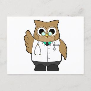 Owl als Doktor mit Stetoscope Postkarte