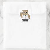 Owl als Doktor mit Stetoscope Quadratischer Aufkleber (Tasche)
