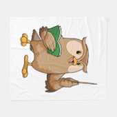 Owl als Lehrer mit Buch & Pointer Fleecedecke (Vorderseite (Horizontal))