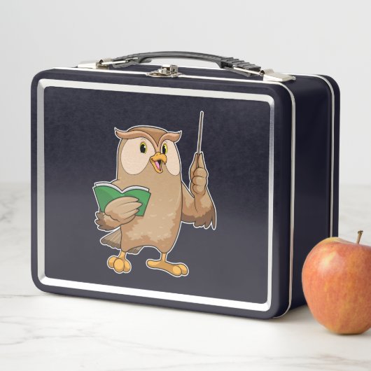 Owl als Lehrer mit Buch & Pointer Metall Brotdose (Beispiel)