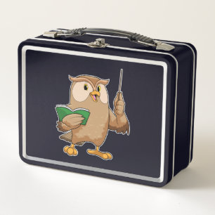 Owl als Lehrer mit Buch & Pointer Metall Brotdose