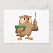 Owl als Lehrer mit Buch & Pointer Postkarte (Vorderseite)