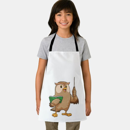 Owl als Lehrer mit Buch & Pointer Schürze (Insitu)