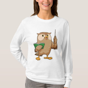 Owl als Lehrer mit Buch & Pointer T-Shirt