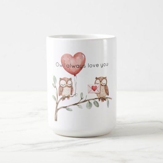 Owl Always Love you Heart Balloon Kaffeetasse (Mittel)