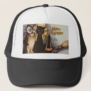 Owl and Cat Halloween Truckerkappe