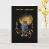 Owl and Dream Catcher Samhain Karte (Gelbe Blume)