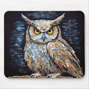 Owl Animal Bird Art Deco Paint Mosaic Mousepad