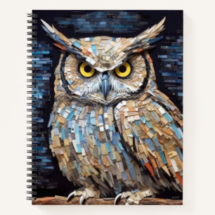 Owl Animal Bird Art Deco Paint Mosaic Notizblock