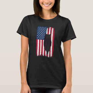 Owl Animal Silhouette American Flag USA Patriotic T-Shirt