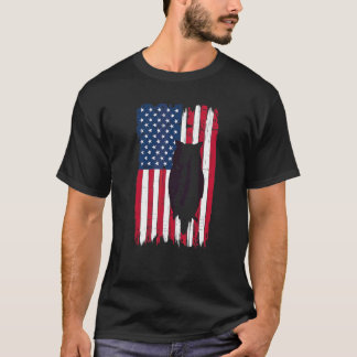 Owl Animal Silhouette American Flag USA Patriotic T-Shirt