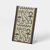 Owl Ankh Hieroglyphs Ecru Designer Crochet Print Sockelschild (Vorderseite)
