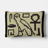 Owl Ankh Hieroglyphs Natural Artisan Crochet Print Zubehörtasche (Vorderseite)