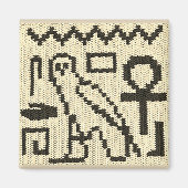 Owl Ankh Natural Hieroglyphs Crochet Print on Magnet (Vorne)
