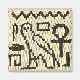 Owl Ankh Natural Hieroglyphs Crochet Print on Magnet