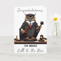 Owl Anwalt rufen zu den Bar Gratulationskarten