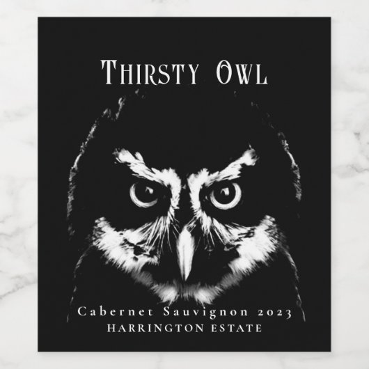 Owl Art Custom Wine Labels Weinetikett (Einzelnes Label)