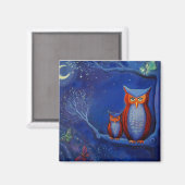 Owl Art Magnet "The Forest at Night" (Vorderseite/Rückseite)