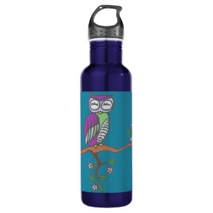 Owl Art Night Blue Edelstahlflasche