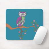 Owl Art Night Blue Mousepad (Mit Mouse)