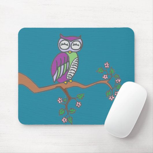 Owl Art Night Blue Mousepad (Mit Mouse)