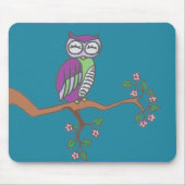 Owl Art Night Blue Mousepad (Vorne)