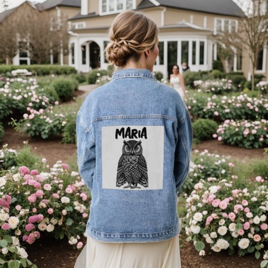 OWL ART PERSONALISIERT Denim Jean Jacket Jeansjacke (Hochzeit Rückseite)