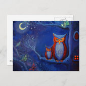 Owl Art Postcard - "The Forest At Night" Postkarte (Vorne/Hinten)