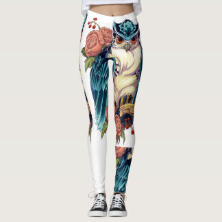 Owl Art Tattoo Design Ladys Leggings