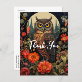 Owl at Night mit Vollmond Danke Postkarte
