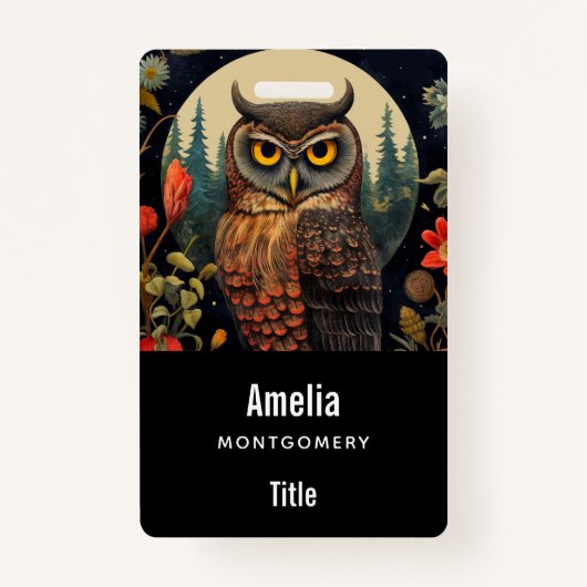 Owl at Night with a Full Moon Ausweis (Vorderseite)