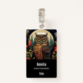 Owl at Night with a Full Moon Ausweis (Rückseite mit Klammer)