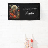 Owl at Night with a Full Moon Birthday Banner (InSitu)