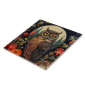 Owl at Night with a Full Moon Fliese (Seite)