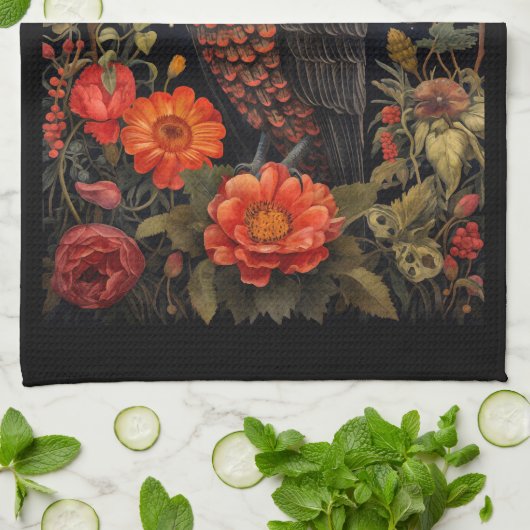 Owl at Night with a Full Moon Geschirrtuch (Gefaltet)