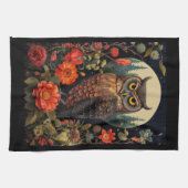 Owl at Night with a Full Moon Geschirrtuch (Horizontal)