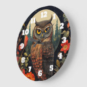 Owl at Night with a Full Moon Große Wanduhr (Winkel)