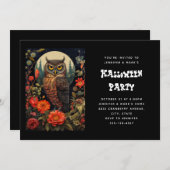 Owl at Night with a Full Moon Halloween Einladung (Vorne/Hinten)