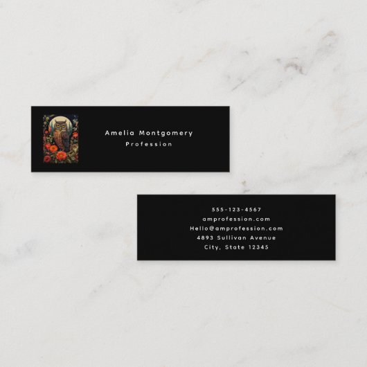 Owl at Night with a Full Moon Mini Visitenkarte (Vorne/Hinten)