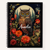 Owl at Night with a Full Moon Notizblock (Vorderseite)