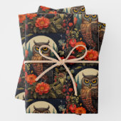 Owl at Night with a Full Moon Pattern Geschenkpapier Set (Beispiel)