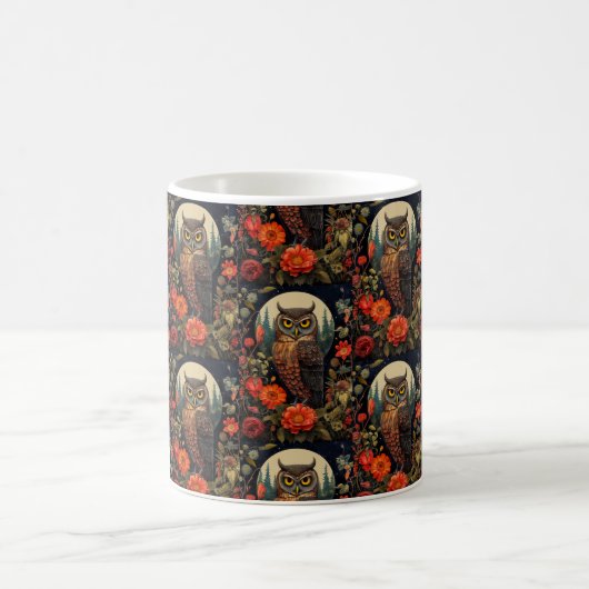 Owl at Night with a Full Moon Pattern Kaffeetasse (Mittel)