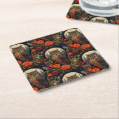 Owl at Night with a Full Moon Pattern Rechteckiger Pappuntersetzer (angewinkelt)